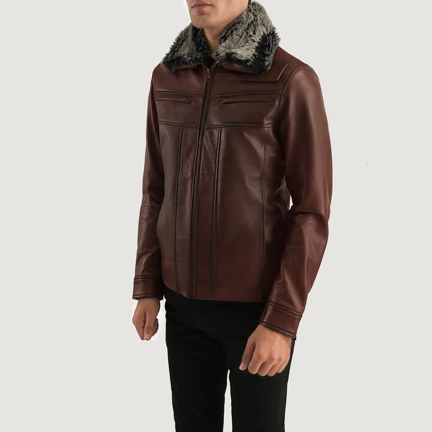 Evan Hart Fur Brown Leather Jacket for Men | Premium Genuine Leather Shearling Jacket