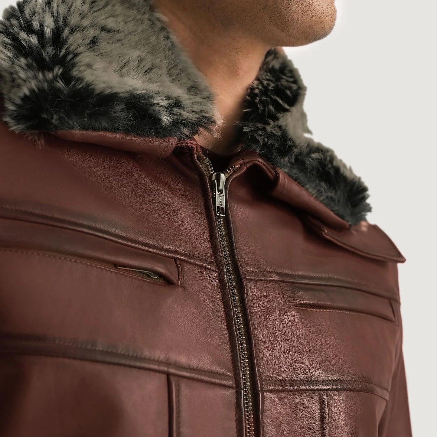 Evan Hart Fur Brown Leather Jacket for Men | Premium Genuine Leather Shearling Jacket