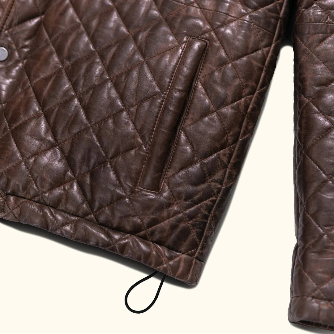Jack Andrews Inspired Quilted Leather Jacket | Men's Premium Diamond Stitch Leather Jacket