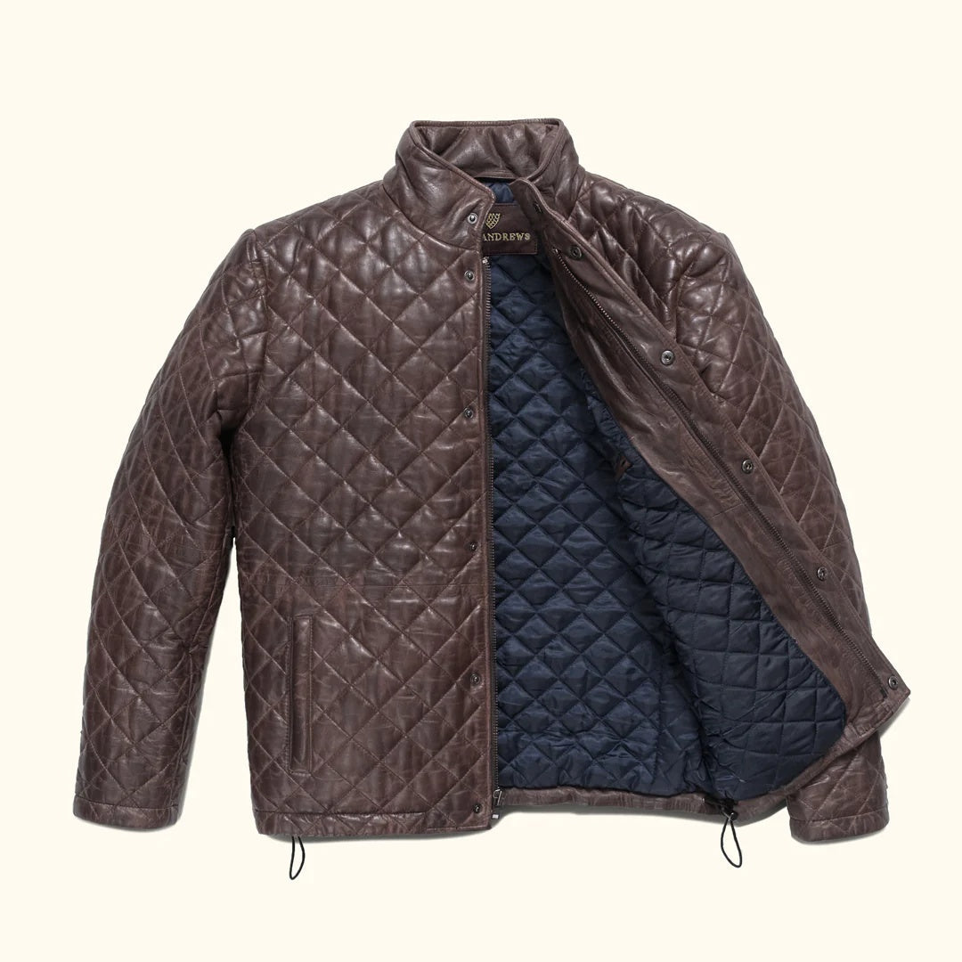 Jack Andrews Inspired Quilted Leather Jacket | Men's Premium Diamond Stitch Leather Jacket