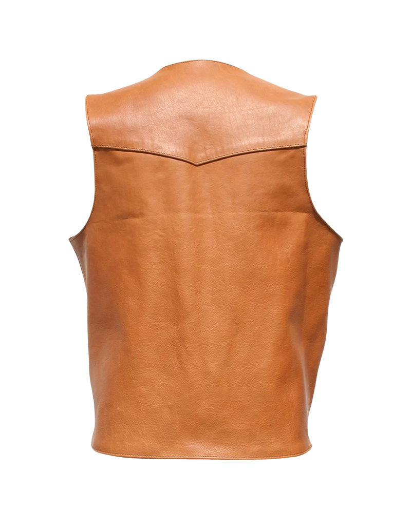 Men's Western Brown Leather Vest | Premium Genuine Leather Cowboy Vest