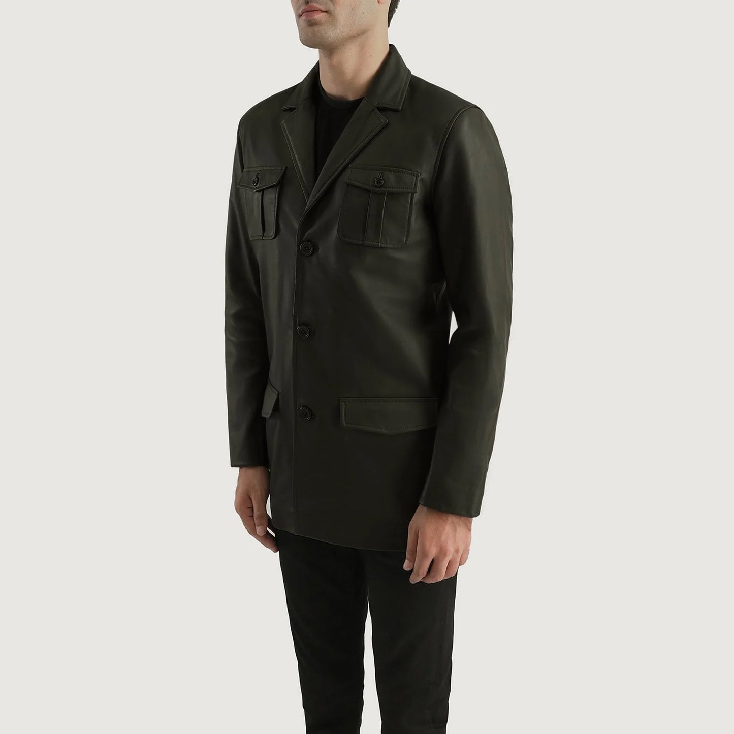 Ray Cutler Green Leather Blazer for Men | Premium Genuine Leather Blazer