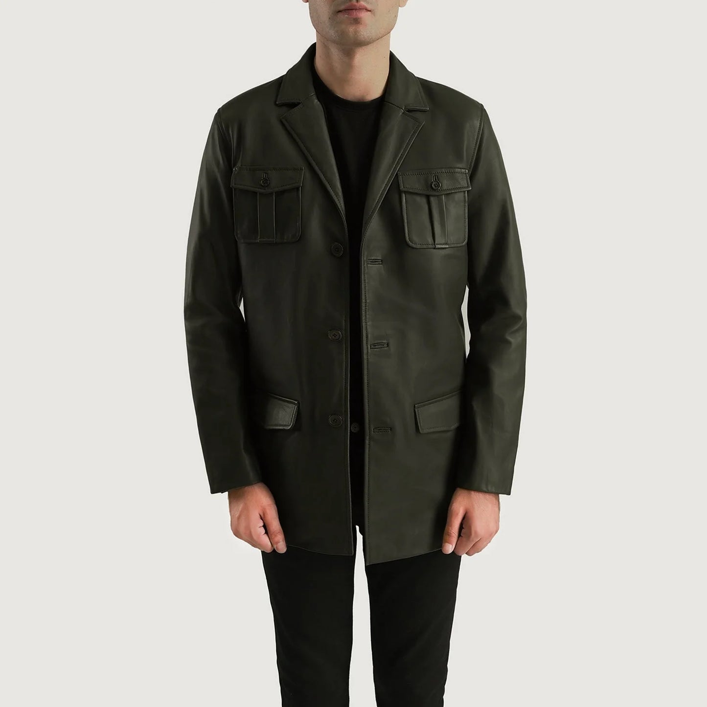 Ray Cutler Green Leather Blazer for Men | Premium Genuine Leather Blazer