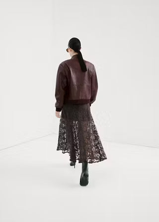 Modern Luxury Defined | Women's Premium Brown Leather Bomber Jacket